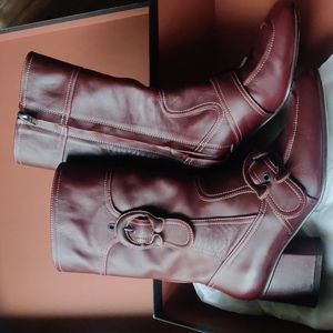 Coach Mohagony Zip-Up midcalf Boots Size 5.5 (36)